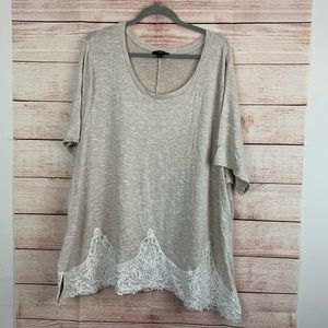 Lane Bryant Beige Cream Crochet Tunic Top 26/28
